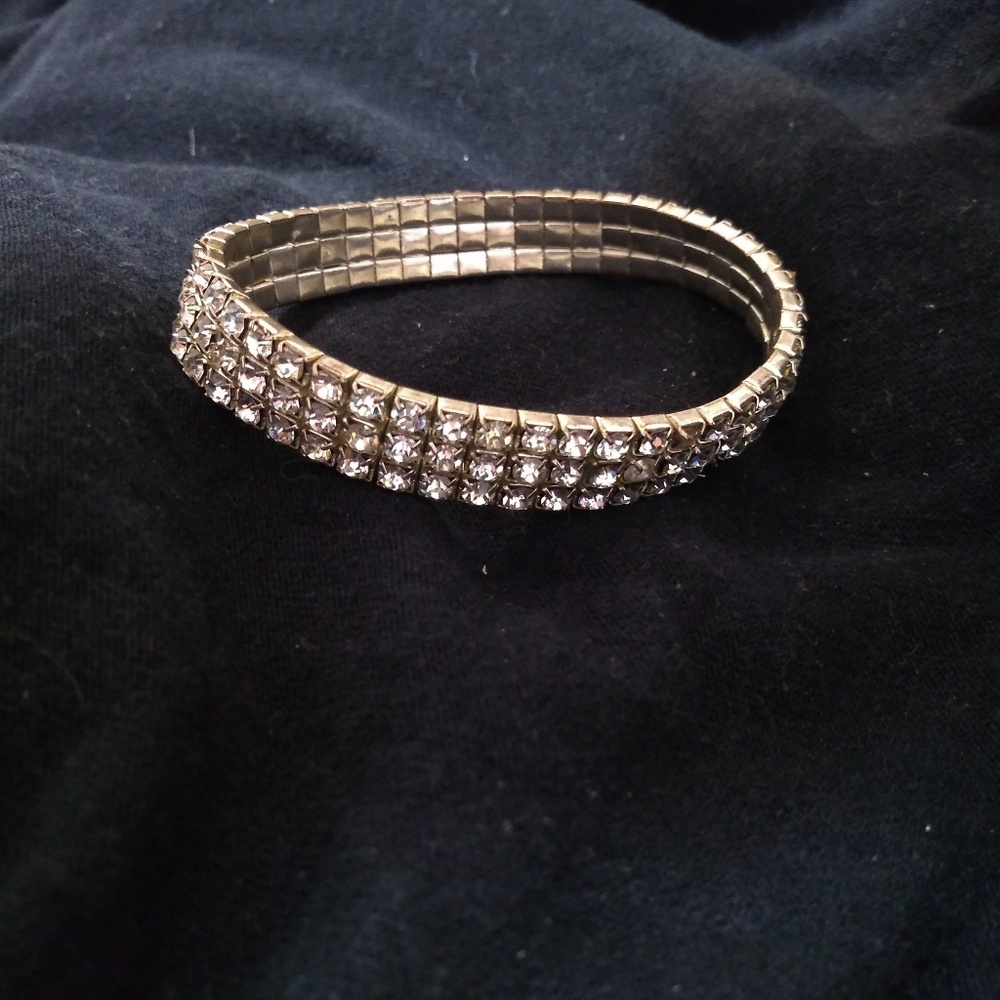 Triple-row rhinestone bracelet